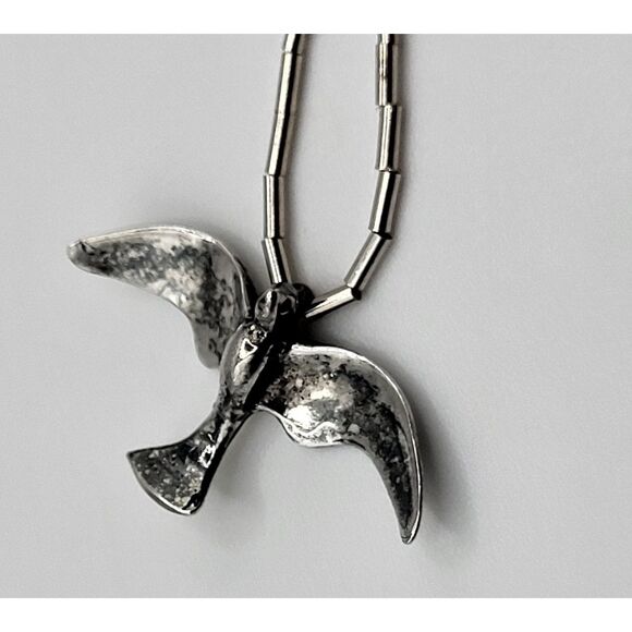 Native American Sterling Silver Bird Totem Fetish Necklace 14in - Picture 3 of 5